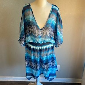 Blue Palsy Hawaiian Tropic Size L Bathing Suit Cover Up